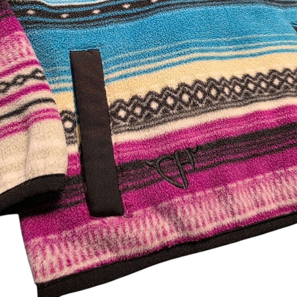 Cowgirl Hardware Serape Blue and Purple Fleece Western Pullover, Girls Size 2T - Picture 3 of 10